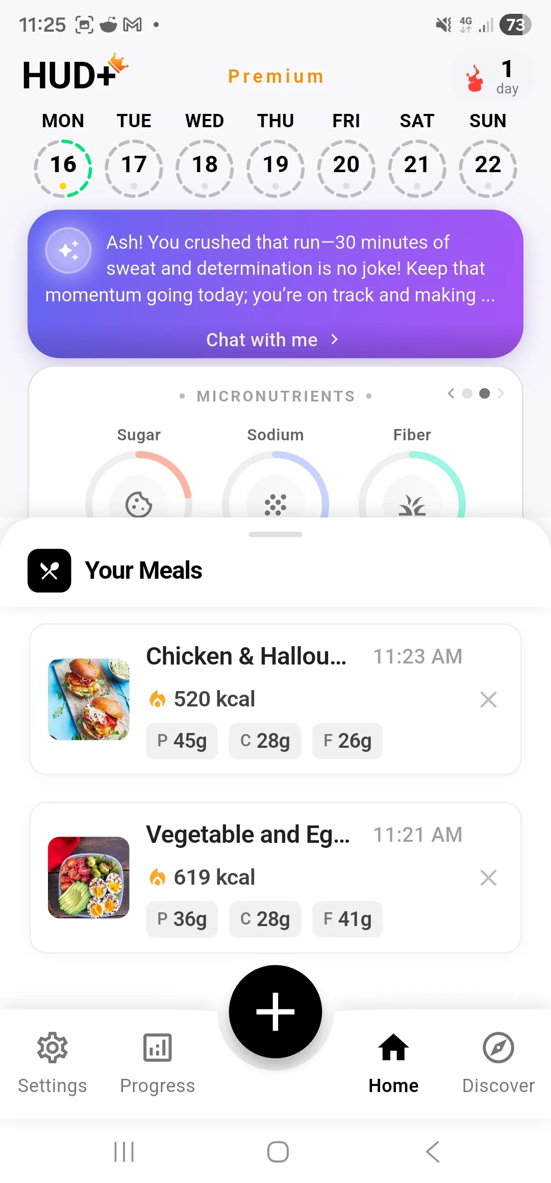 HUD+ meals and insights